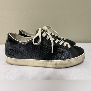 D.A.T.E. Women's Hill Sneakers Snake Skin & Suede Size 7
